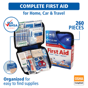 First Aid Only Comprehensive 260-Piece All-Purpose Emergency First Aid Kit for Home and Travel Use