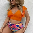thumbnail image 4 of Feimerou Women Two Piece Plus Size Tankini Swimsuits High Waisted Tummy Control Bathing Suits Sexy Bikini Swimsuits with Bottom Deals Of The Week, 4 of 4