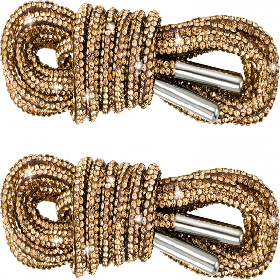 TELOLY 2Pcs Rhinestone Glitter Ropes,Crystal Bling Bling Shiny Round Shoe Laces for Sneakers,Drawstring Cords Replacement - 47 inch / 120 cm