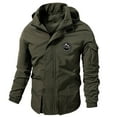 thumbnail image 2 of Timoontee Hooded Jacket for Men Fall Long Sleeve Jacket Coat Solid Full Zip Jacket Daily Casual Jacket Outdoor Hiking Windproof Jacket Army Green XXXL, 2 of 7