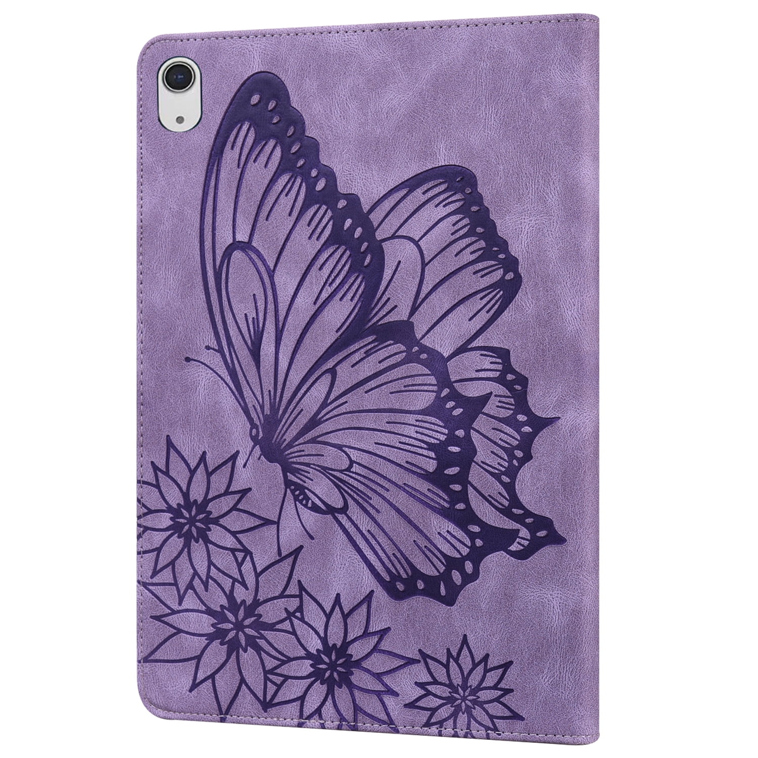 TECH CIRCLE iPad Case for iPad 10th Generation 2022, Slim Folio Stand Butterfly Embossed PU Leather Magnetic Wallet Cover with Pencil Holder & Elastic Strap for iPad 10th Generation 10.9" 2022,Purple