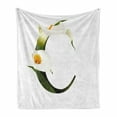 thumbnail image 1 of Letter C Soft Flannel Fleece Blanket, White Lily Flower Nature Inspirations Art Alphabet Letter C ABC Print, Cozy Plush for Indoor and Outdoor Use, 60" x 80", Green Pale Orange Black, by Ambesonne, 1 of 6