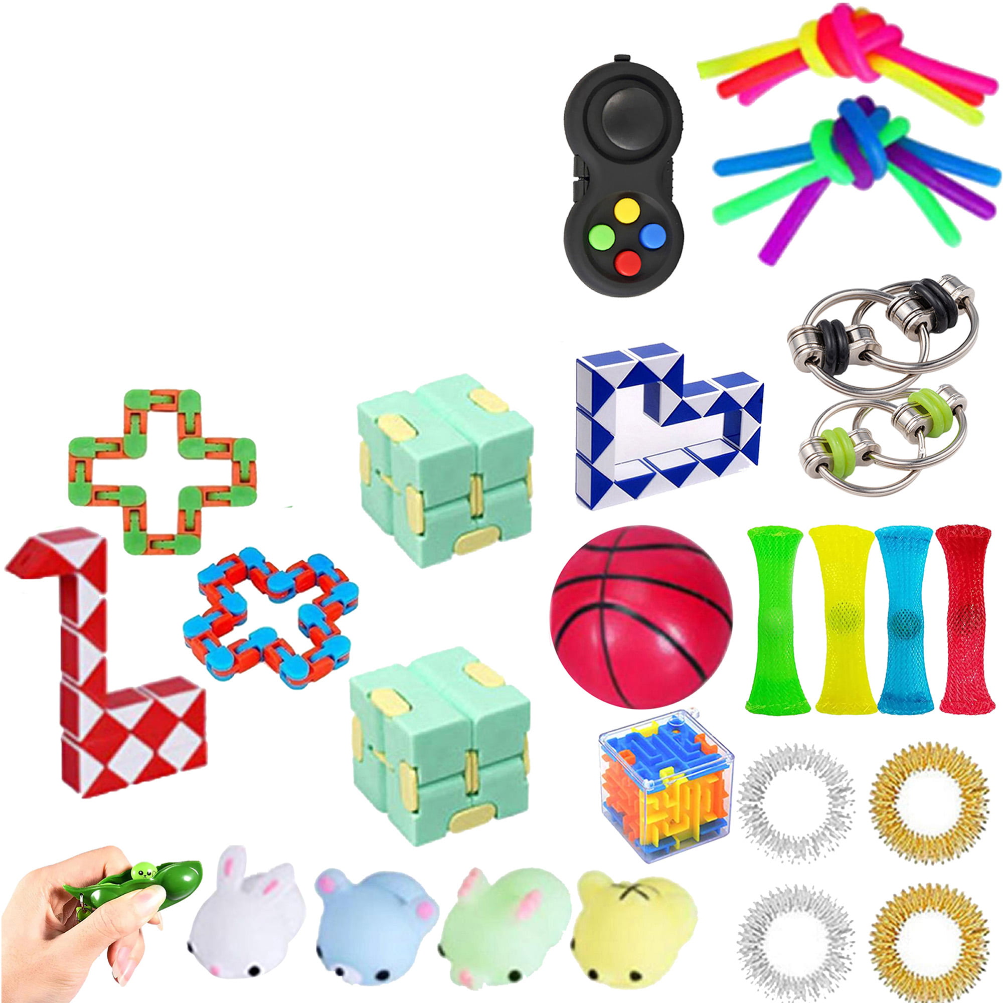 34 Pack Fidget Toys Set Pop-it Dimple Figet Toys for Kids and Adults with Colorful Pineapple Push Bubble Sensory Fidget Toys Pack Stress Relief and Anti-Anxiety Tools 23Pcs Dimple Digit-A 