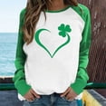 thumbnail image 2 of St. Patrick's Day Tshirt Women Distressed Shamrock Print Shirt Splicing Long Sleeve Raglan Tees Baseball Tops, 2 of 5
