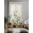 thumbnail image 2 of Sheer Curtains 96 Inches Long, Sunflower Semi Sheer Curtains Light Filtering Window Treatment, Yellow Floral Pastoral Botanical Leaves Rustic Privacy Voile Drapes for Living Room Bedroom 52x96 Inch, 2 of 7