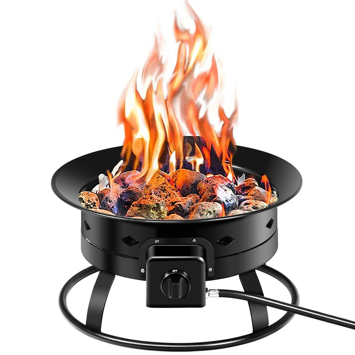 Costway Portable Fire Pit Outdoor 58, How Deep Should Lava Rock Be In Fire Pit