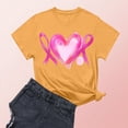thumbnail image 2 of Nfurl Inspirational Breast Cancer Awareness Shirts for Women Pink Ribbon Graphic Tees Plus Size Short Sleeve Tshirts for Breast Cancer Survivor Gifts Yellow L, 2 of 4