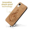 thumbnail image 3 of Case Yard Wooden Case Outside Soft TPU Silicone, Slim Fit Shockproof Wood Protective Phone Cover for Girls Boys Men and Women, Supports Wireless Charging Music 2 Design case for iPhone-XR, 3 of 7