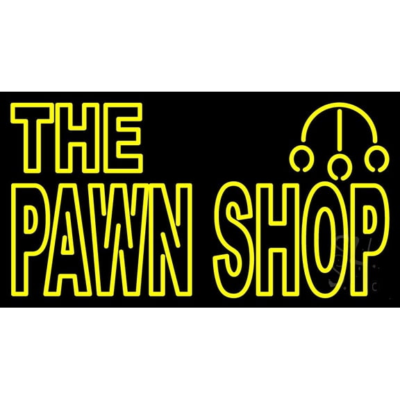 The Pawn Shop LED Neon Sign 13 x 24 - inches, Black Square Cut Acrylic Backing, with Dimmer - Bright and Premium built indoor LED Neon Sign for Pawn store interior decor, and stroefront.