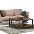 thumbnail image 2 of Simpli Home Skyler SOLID MANGO WOOD and Metal 34 inch Wide Square Industrial Coffee Table in Dark Cognac Brown, 2 of 5