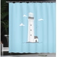 thumbnail image 3 of Ambesonne Nautical Beach Shower Curtain, Lighthouse Clouds, 69"Wx70"L, Pale Sky Blue and Grey, 3 of 4