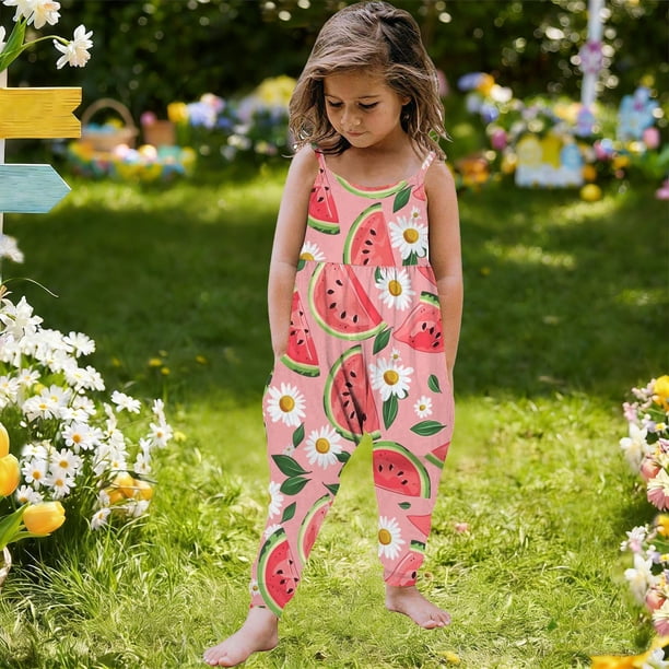 Mono para niñas pequeñas con estampado de flores, mono con tirantes, ropa de verano