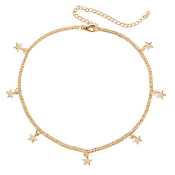Collar con forma de estrella de cinco puntas y círculo, accesorios de aleación para mujer oro