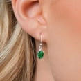 thumbnail image 3 of Gem Stone King 925 Sterling Silver Green Simulated Emerald French Wire Dangle Hook Earrings for Women (2.48 Cttw, Gemstone Birthstone, Oval 7X5MM), 3 of 6