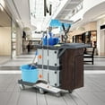 thumbnail image 6 of IdeaHouse Janitorial Cart with 2 Cabinets, 3-Shelf Commercial Cleaning Cart on Wheels with Cover & Vinyl Bag, Silent Casters, Heavy-Duty Housekeeping & Custodial Utility Cart, 6 of 7