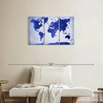 thumbnail image 2 of Elephant Stock Vivid Blue World Map Wall Art - Horizontal Multi Panel Canvas - Living Room Wall Decor - Map Multi Panel - Blue And White Decor - 33" x 20", 2 of 8