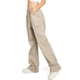 thumbnail image 4 of Revolt PLUS SIZE Women's Juniors Baggy Straight Leg Carpenter Cargo Pants (Khaki, 18 Plus), 4 of 7