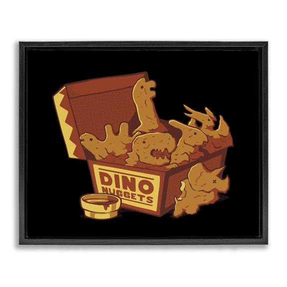 Stupell Industries Contemporary Dino Nuggets with Sauce Black Floating Frame Canvas Art, 21 x 17, by Tobe Fonseca