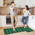 thumbnail image 2 of Black Green Plaid Anti Fatigue Mats for Kitchen Floor,Set of 2 Non Skid Washable Waterproof Anti Kitchen Floor Mats for Kitchen Office Laundry Room Bathroom (19"x27"+19"x47") Home Decor, 2 of 7