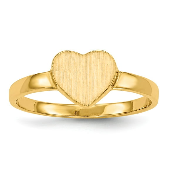 14K Yellow Gold Ring Band Signet 6.5x7.5mm Open Back Heart