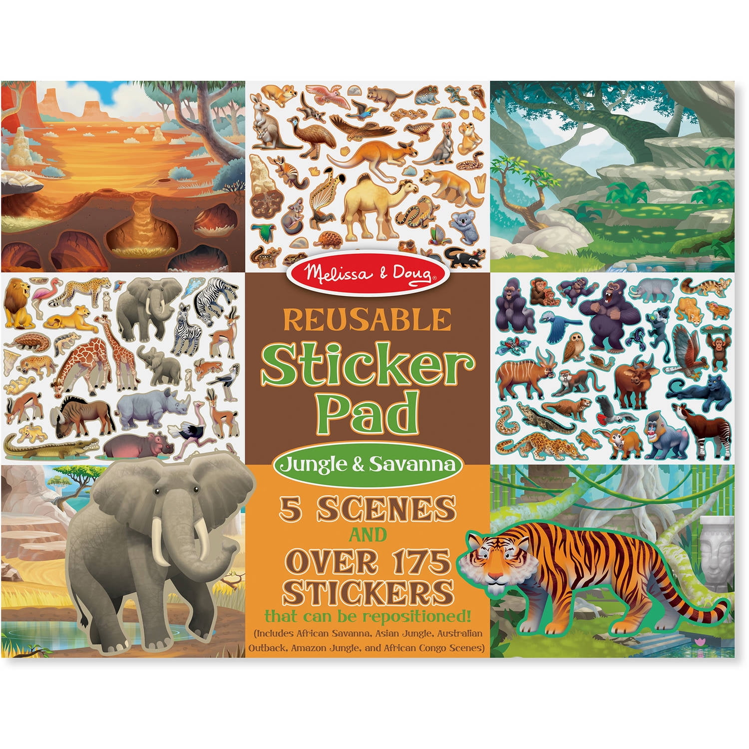 Melissa and Doug Reusable Sticker Activity Pad Jungle and Savanna Toy