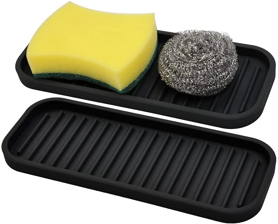 Silicone Sponge Holder Kitchen Sink Organizer Tray Dish Caddy Soap