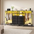 thumbnail image 4 of Black Dresser with Hanging Rack for Bedroom, 3 Drawer Dresser with LED Lights & Charging Station, Fabric Dressers & Chest of Drawers, Storage Organizer with Open Shelves for Living Room, 4 of 10