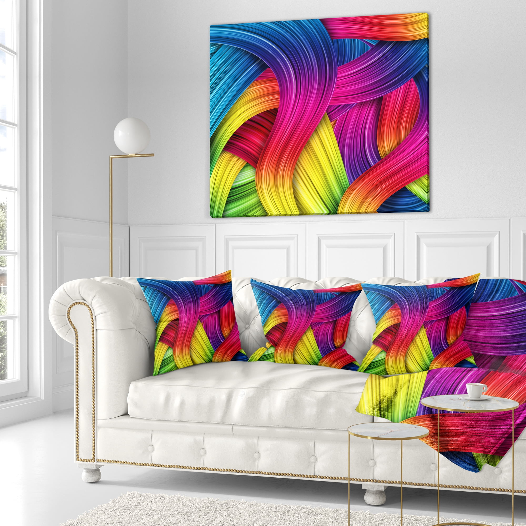 Designart 3D Rainbow Art - Abstract Throw Pillow - 16x16