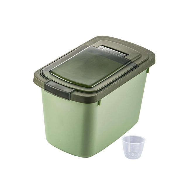 Grain Rice Storage Bin Cereal Dispenser Bucket Airtight Pet Food Storage Box Green