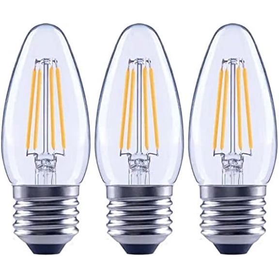 EcoSmart 60-Watt Equivalent B11 Dimmable Blunt Tip Candle Clear Glass Filament LED Vintage Edison Light Bulb Soft White (3-Pack)