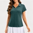 thumbnail image 3 of Womens Polo Shirts Summer Collared V Neck Short Sleeve Shirts Dressy Casual Lightweight Plain Golf Shirt, L, 3 of 8