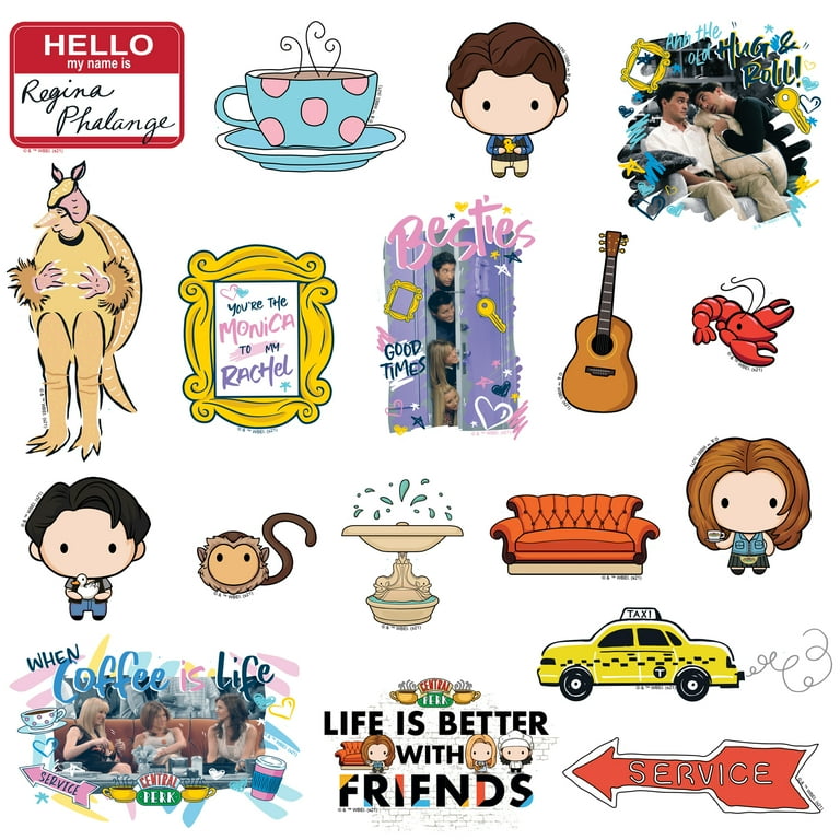 Friends Sticker Pack Die Cut Vinyl Large Delux Stickers Variety Pack - Laptop, Water Bottle, Scrapbooking, Tablet, Skateboard, Indoor/Outdoor - Set of