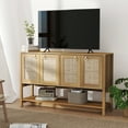 thumbnail image 3 of Sideboard Buffet Cabinet Boho Wood with 4 Doors and Adjustable Shelf, 3 of 10