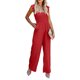 thumbnail image 1 of VISgogo Mono de pierna ancha de verano para mujer, mono de manga voladora de color sólido con cuello cuadrado fruncido VISgogo moda, 1 of 4