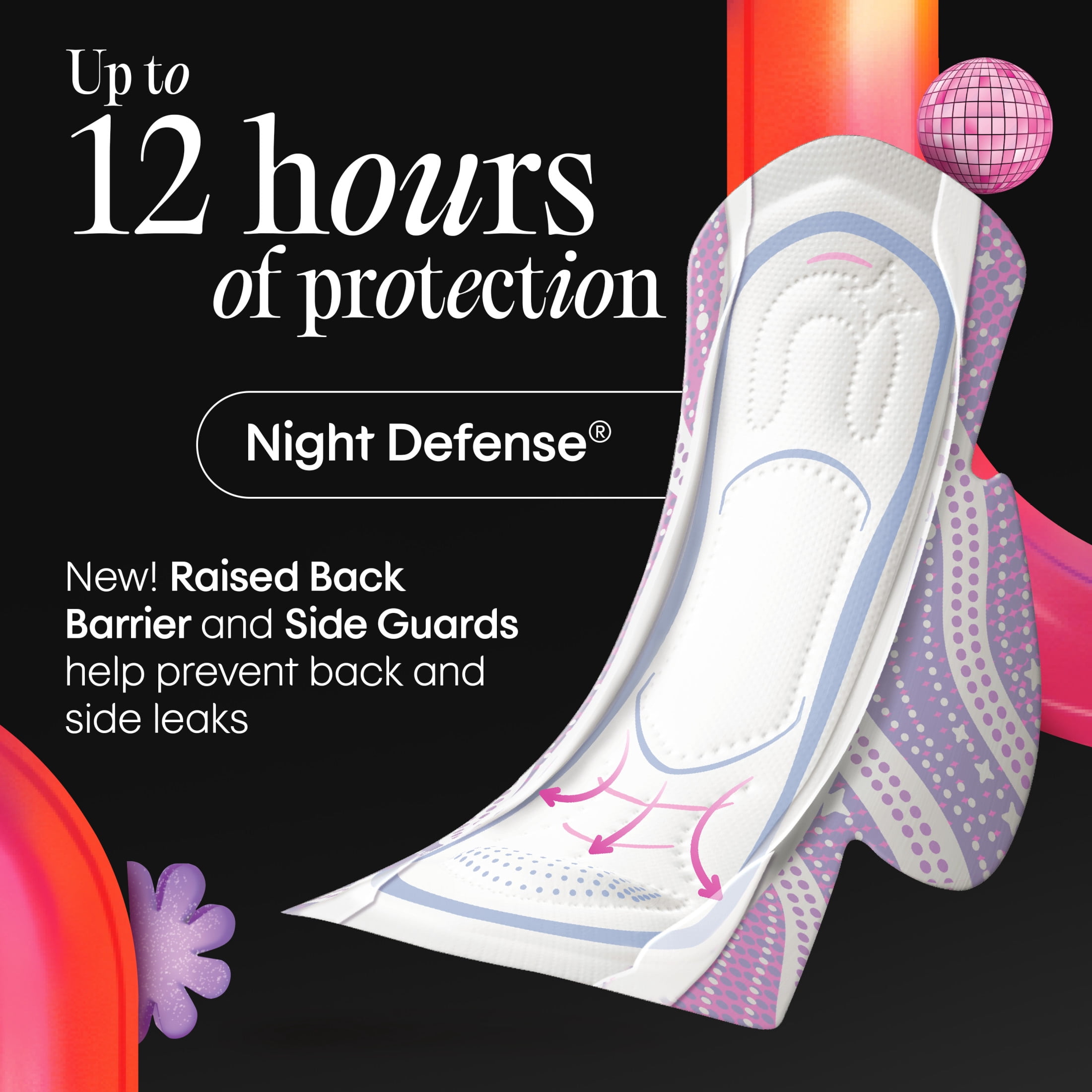 (2 pack) Kotex Ultra Thin Teen Overnight Period Pads with Wings, Heavy Absorbency, 22 Count