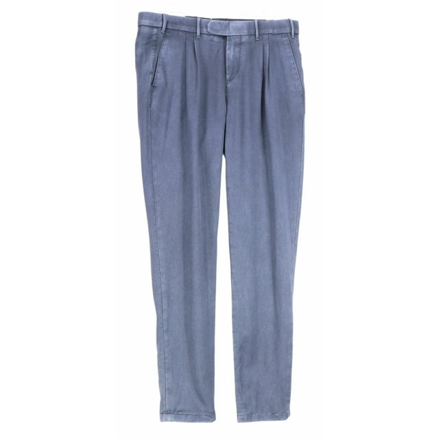 Eleventy Men's Navy Slim Fit Washed Wool Pants Casual - 32