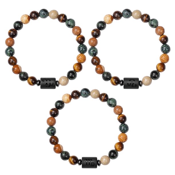 Pulsera de constelación de 3 uds., pulsera de cuentas de 8mm, constelación de signo de estrella, pulsera de bendición de oración de amistad para regalo de joyería para hombre