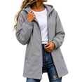 thumbnail image 4 of Enjoytime Windbreaker Jacket Women Long Sleeve Zip Up Hooded Long Rain Jacket Outdoor Hiking Travel Casual Outerwear with Pockets, 4 of 8