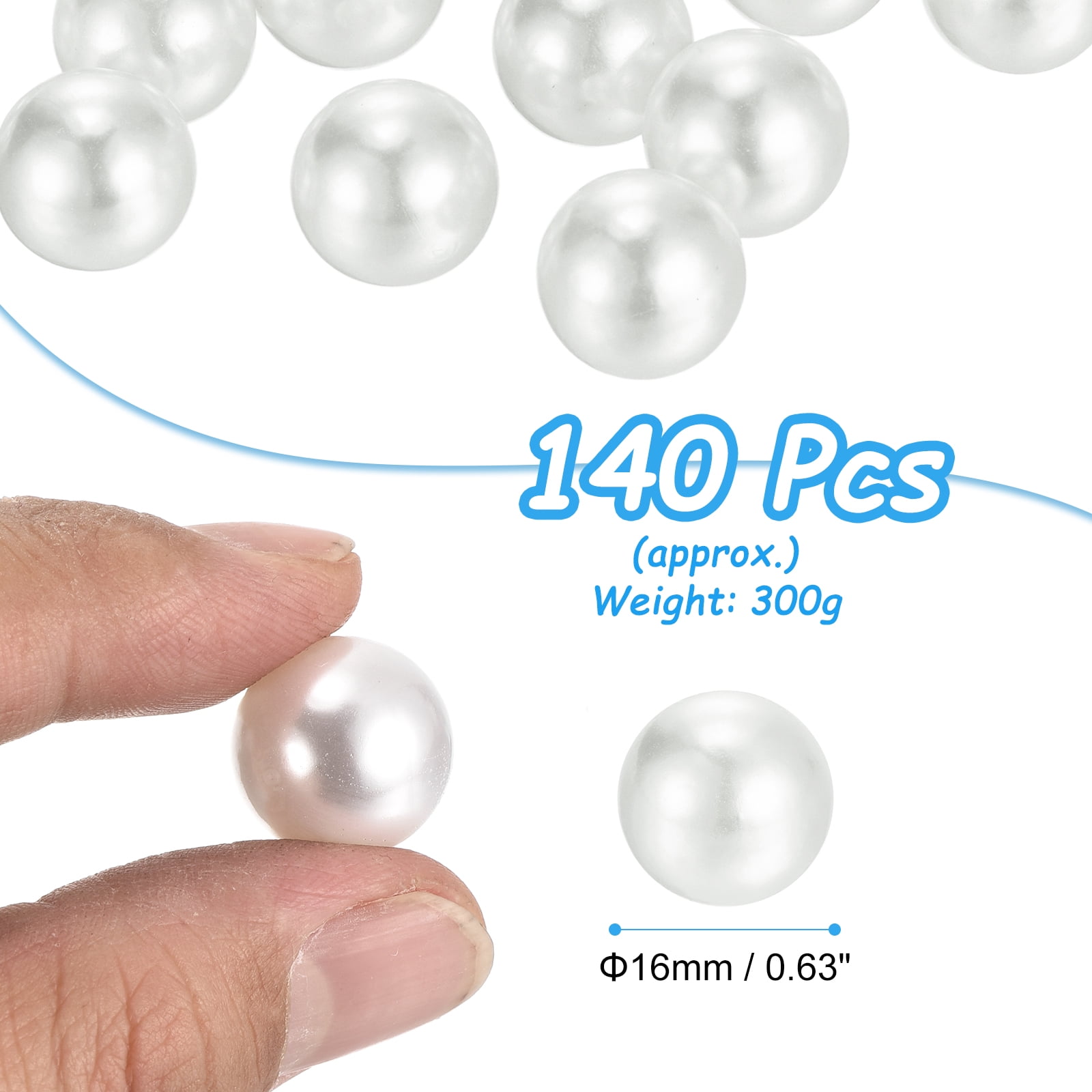 Uxcell 140pcs 16mm White Pearl Beads ABS Faux Pearls Vase Fillers 300g Ornament Filler for Crafts