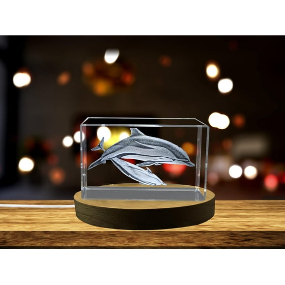 Graceful Striped Dolphin Sculpted in Shimmering Crystal Collector's Statue