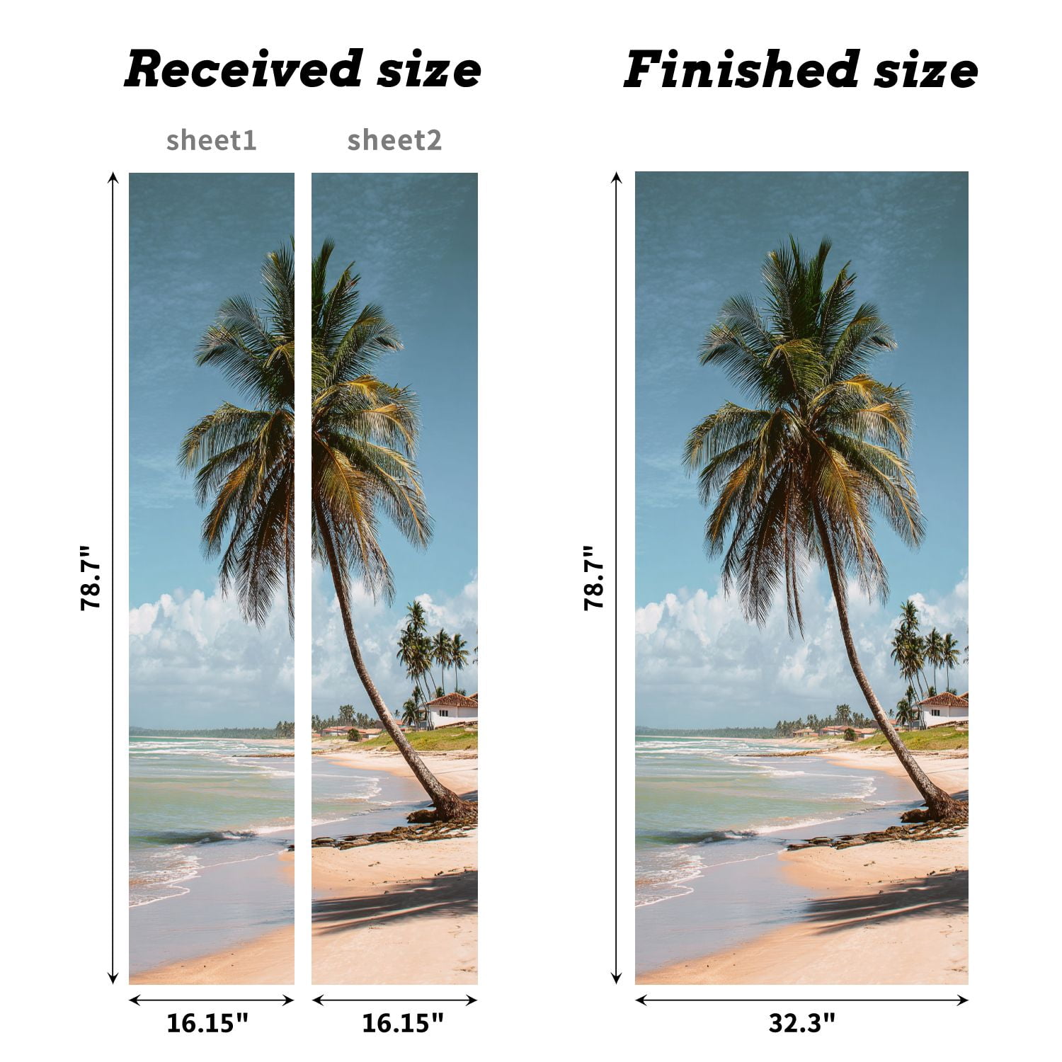 Self Adhesive Vinyl Refrigerator Wrap Set Tropical beach Door Mural Removable Fridge Sticker Peel and Stick&nbsp;Full Door Cover Decal Kitchen Bar Decor