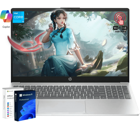 HP 15.6 Touchscreen Laptop for Business, Core i3-1215U, 64GB RAM, 2 TB SSD, Suitable for College Students, Micro-Edge, Anti-Glare, MS Office Pro Lifetime License, Windows 11 Pro