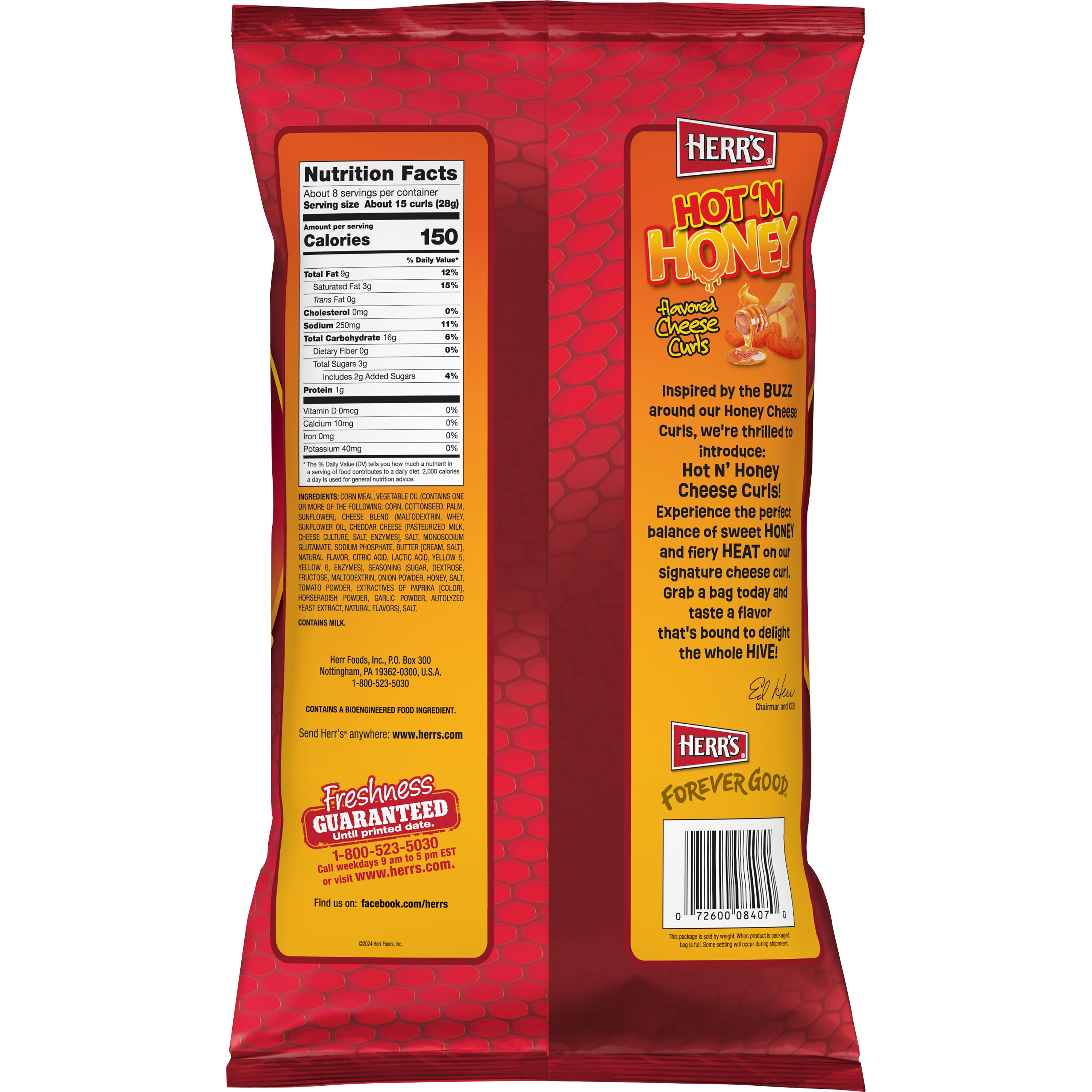 Herr's Hot'N Honey Cheese Curls 7.5oz