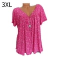 thumbnail image 1 of Camiseta de mujer con cuello en V, manga corta, camiseta de verano informal estampada, rojo, 3XL Scienceny  AP001653-22, 1 of 5
