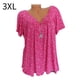 thumbnail image 1 of Camiseta de mujer con cuello en V, manga corta, camiseta de verano informal estampada, rojo, 3XL sidaley  AP001653-22, 1 of 5