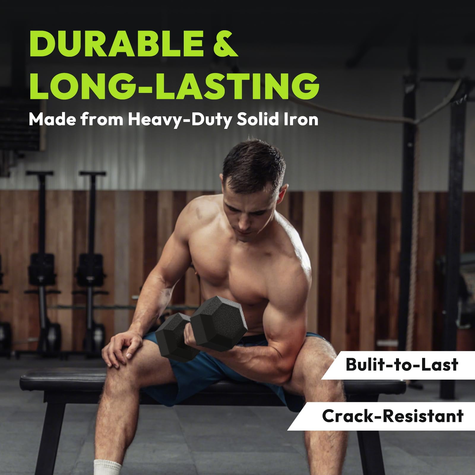 HANDBODE Hex Rubber Dumbbells, Non-Slip Handle Design for Secure & Comfortable Grip, Hand Weights for Strength Training and Home Gym / Pair of 25 LB