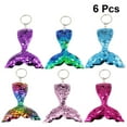 thumbnail image 3 of Himition 6 Pcs Fish Tail Key Chain Colorful Sequins Bag Hanging Pendant Portable Fashion Keyring Key Holder Women Handbag Charms, 3 of 6