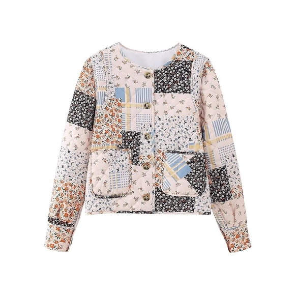 2023 Autumn Winter Printed Cotton Coat For Women Vintage Long Sleeve Single Breasted Jackets Fashion Street Lady Outerwear