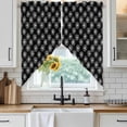 thumbnail image 4 of Black White Dandelion Kitchen Window Curtains, Swag Curtains Valance for Bedroom Living Room Bathroom, Farmhouse Botanical Blossom Rod Pocket Window Treatment Curtain Block Drapes 2 Panels 36"x63", 4 of 9