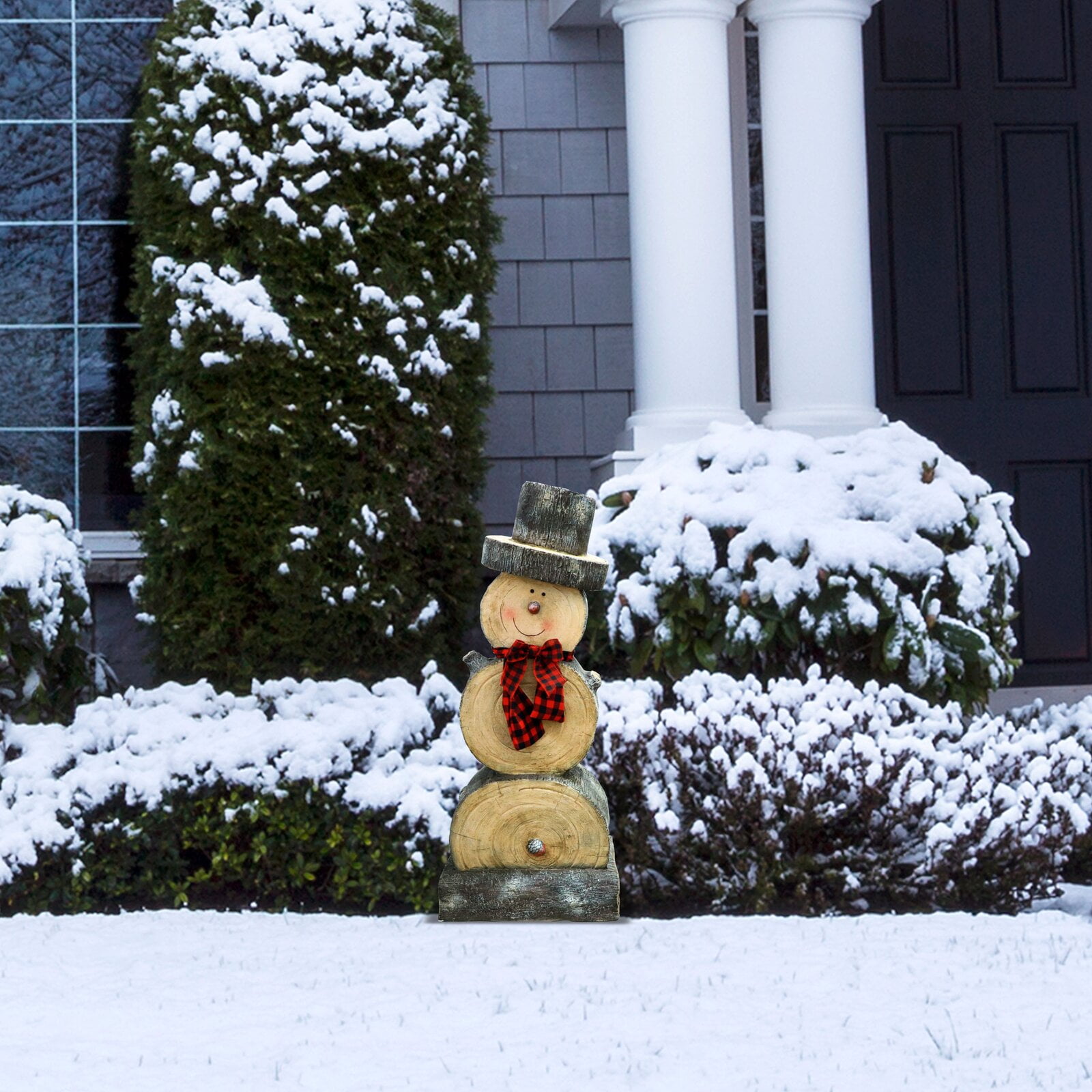 Wooden Snowman Statue, Made of durable materials that will perfect your home, yard, and garden